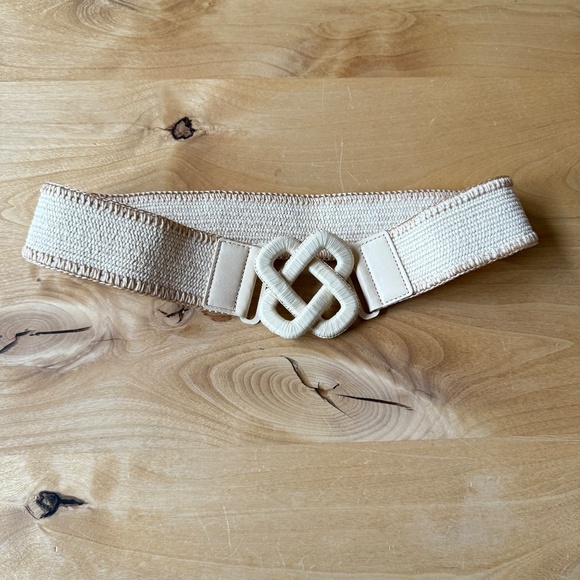 J MCLAUGHLIN VIDA BELT GRASSCLOTH STRETCHY NATURAL NEUTRAL VERSATILE NEW M/L - Picture 2 of 8